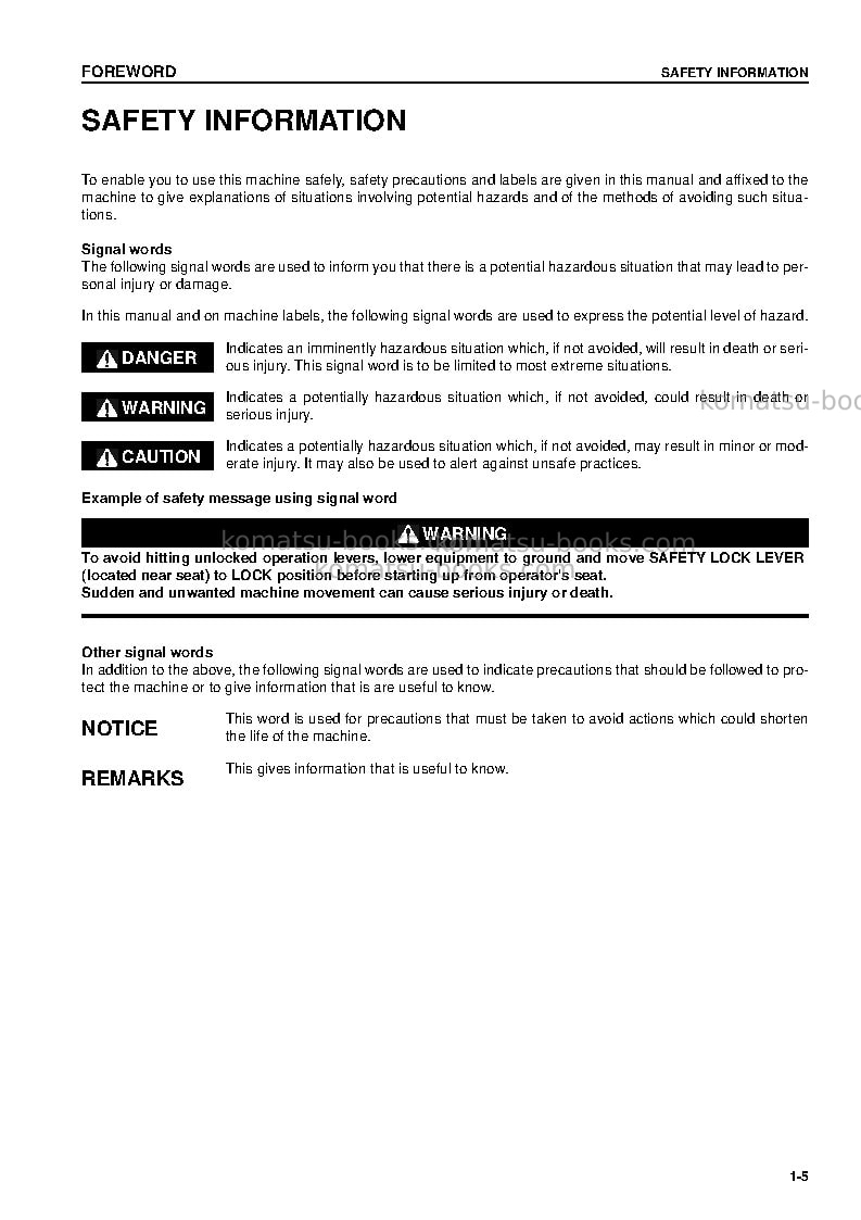 Komatsu cd60r-1jpn Operation manual cover Page 6 Komatsu cd60r-1jpn Operation manual cover Page 6
