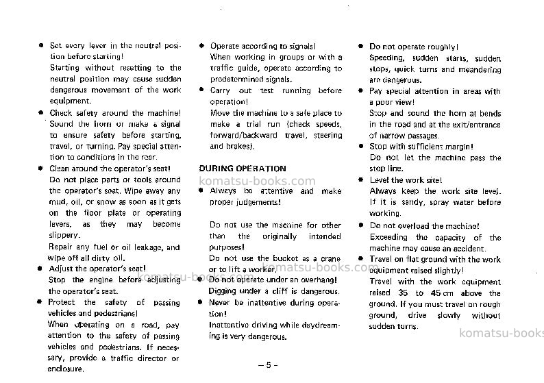 Komatsu wa20-1jpn Operation manual cover Page 6 Komatsu wa20-1jpn Operation manual cover Page 6