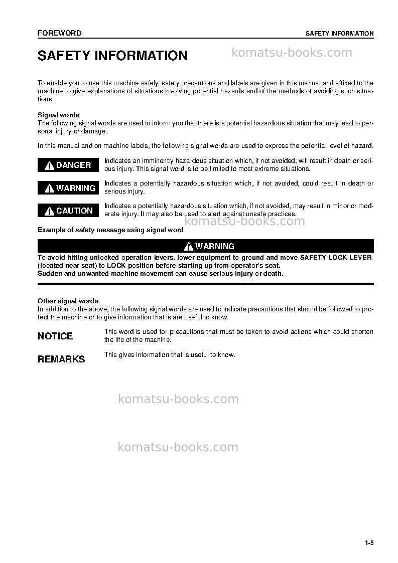 Komatsu d61px-12jpn Operation manual cover Page 6 Komatsu d61px-12jpn Operation manual cover Page 6
