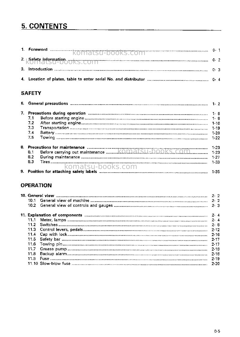 Komatsu wa320-3jpn-custom Operation manual cover Page 6 Komatsu wa320-3jpn-custom Operation manual cover Page 6