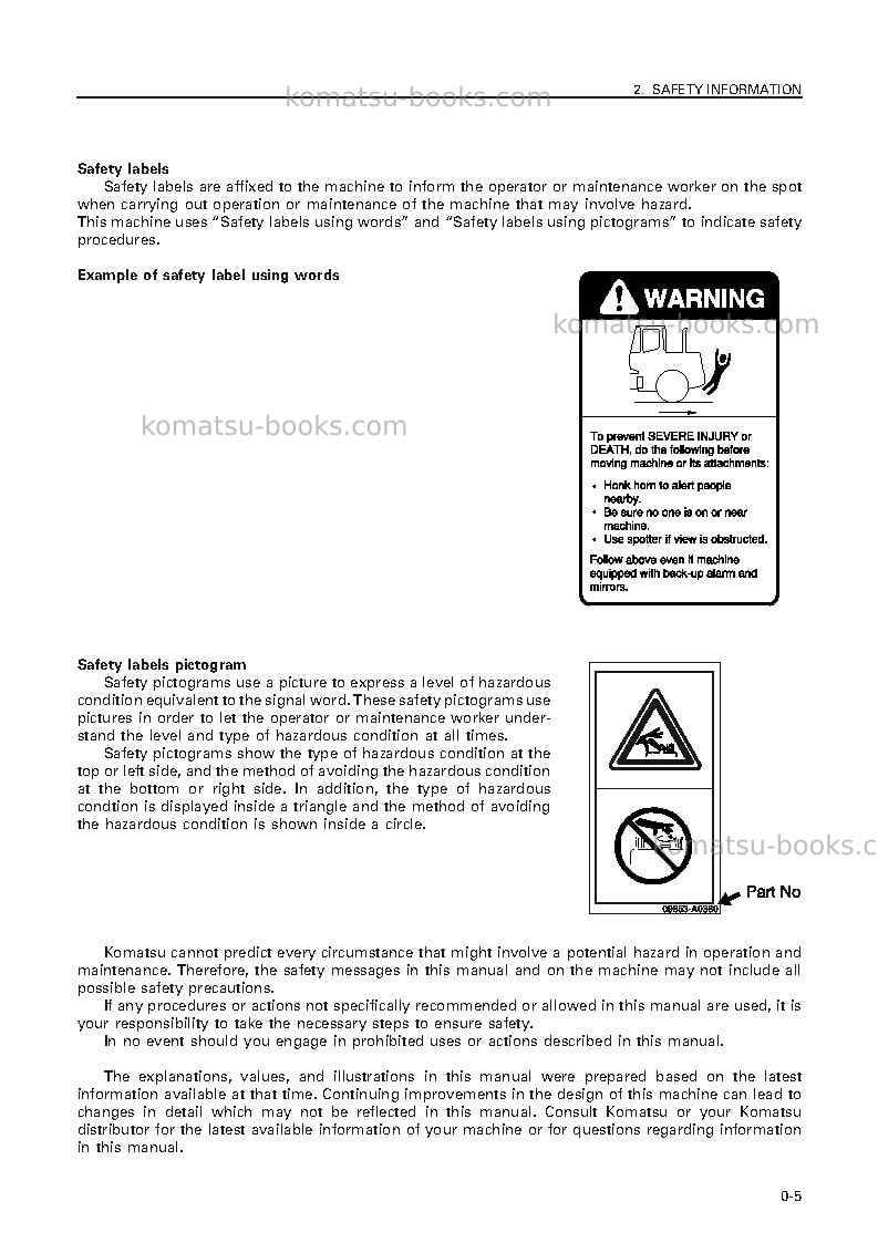 Komatsu wd500-3jpn Operation manual cover Page 6
