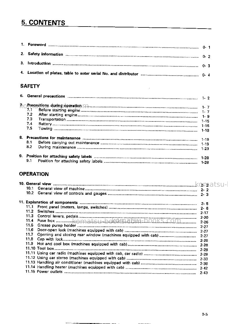 Komatsu d41p-6jpn Operation manual cover Page 6 Komatsu d41p-6jpn Operation manual cover Page 6