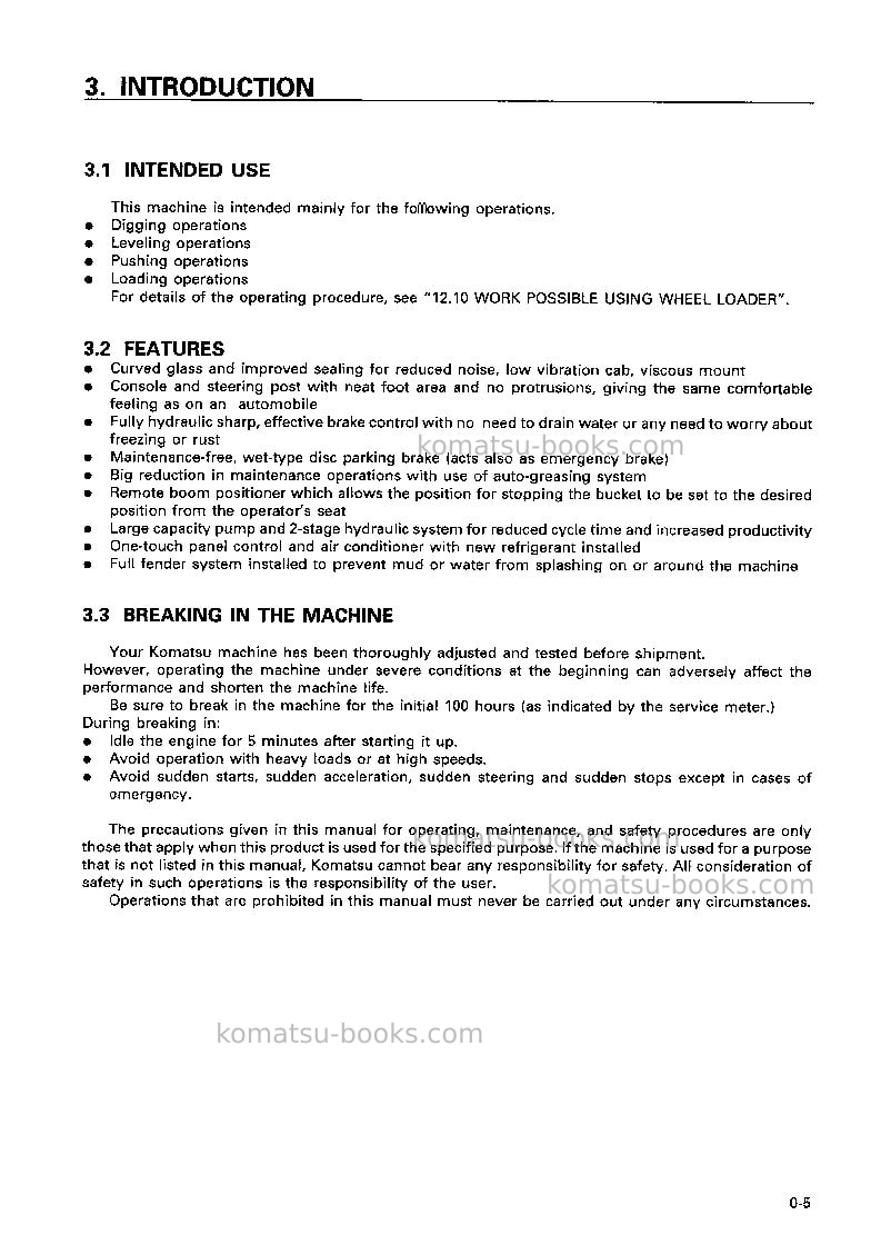 Komatsu wa450-3jpn Operation manual cover Page 6