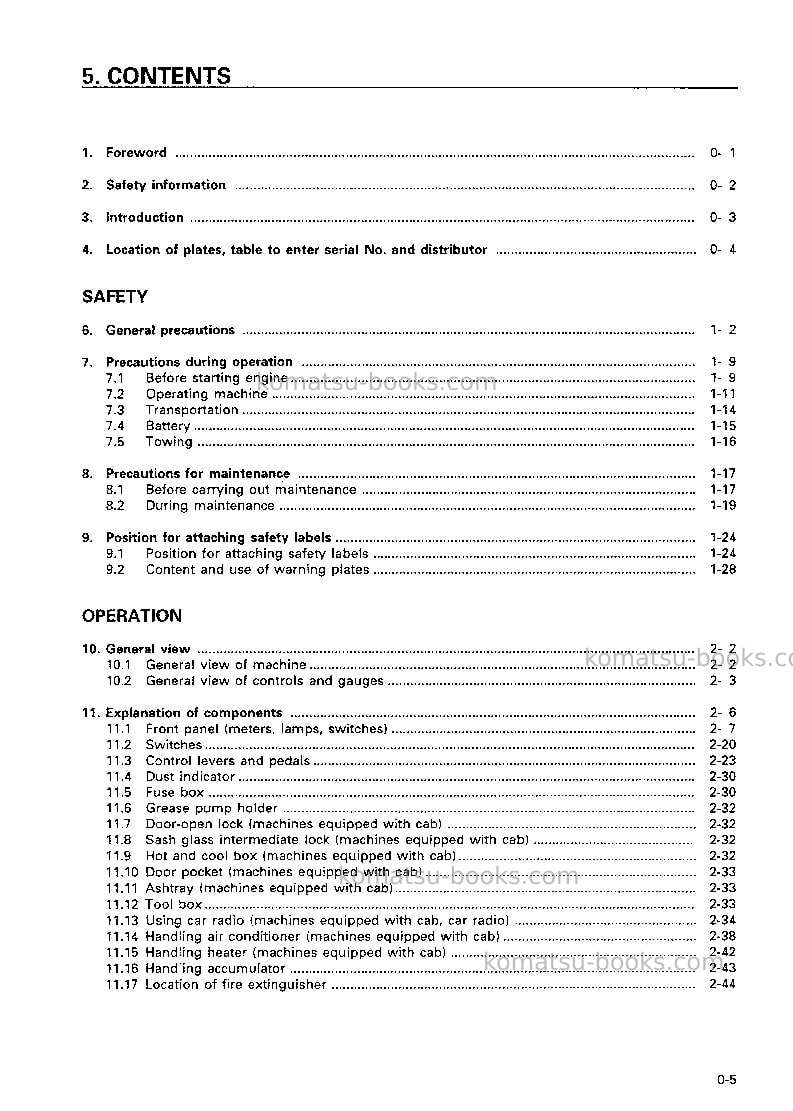 Komatsu d155a-5jpn Operation manual cover Page 6 Komatsu d155a-5jpn Operation manual cover Page 6