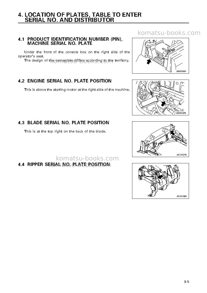 Komatsu d155a-5jpn Operation manual cover Page 6 Komatsu d155a-5jpn Operation manual cover Page 6