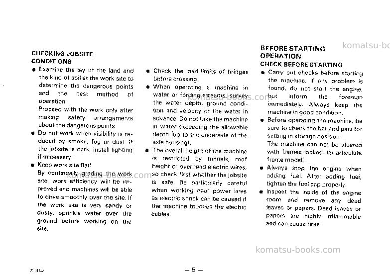 Komatsu wa70-1jpn Operation manual cover Page 6 Komatsu wa70-1jpn Operation manual cover Page 6