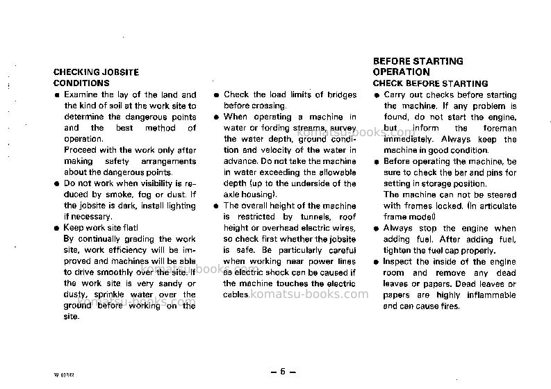 Komatsu wa100-1jpn Operation manual cover Page 6