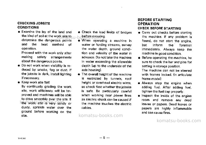Komatsu wa300-1jpn Operation manual cover Page 6 Komatsu wa300-1jpn Operation manual cover Page 6