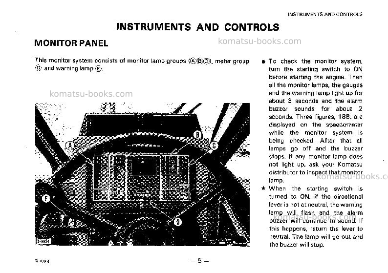 Komatsu wa200-1jpn Operation manual cover Page 6