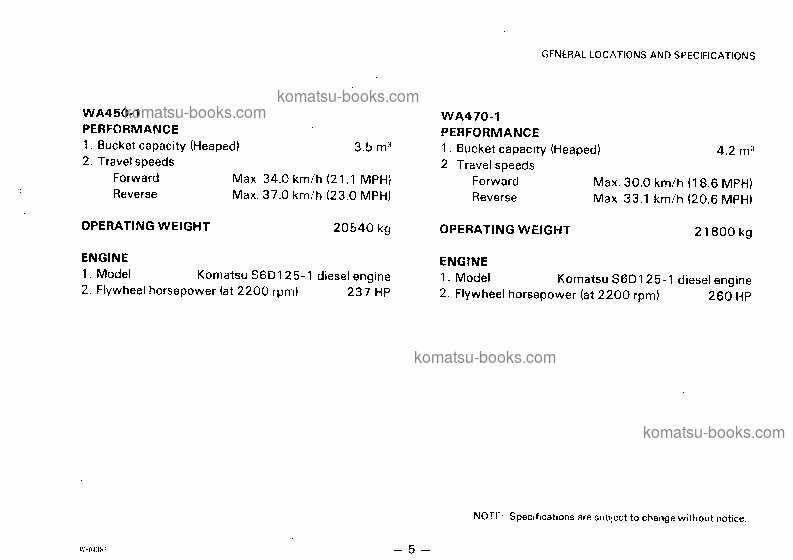 Komatsu wa350-1jpn Manual de operação capa Página 6 Komatsu wa350-1jpn Manual de operação capa Página 6