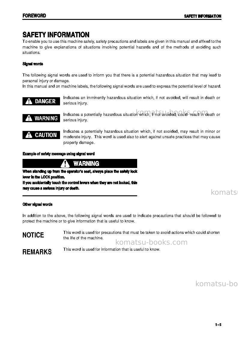 Komatsu pc45mrx-1jpn Operation manual cover Page 6 Komatsu pc45mrx-1jpn Operation manual cover Page 6