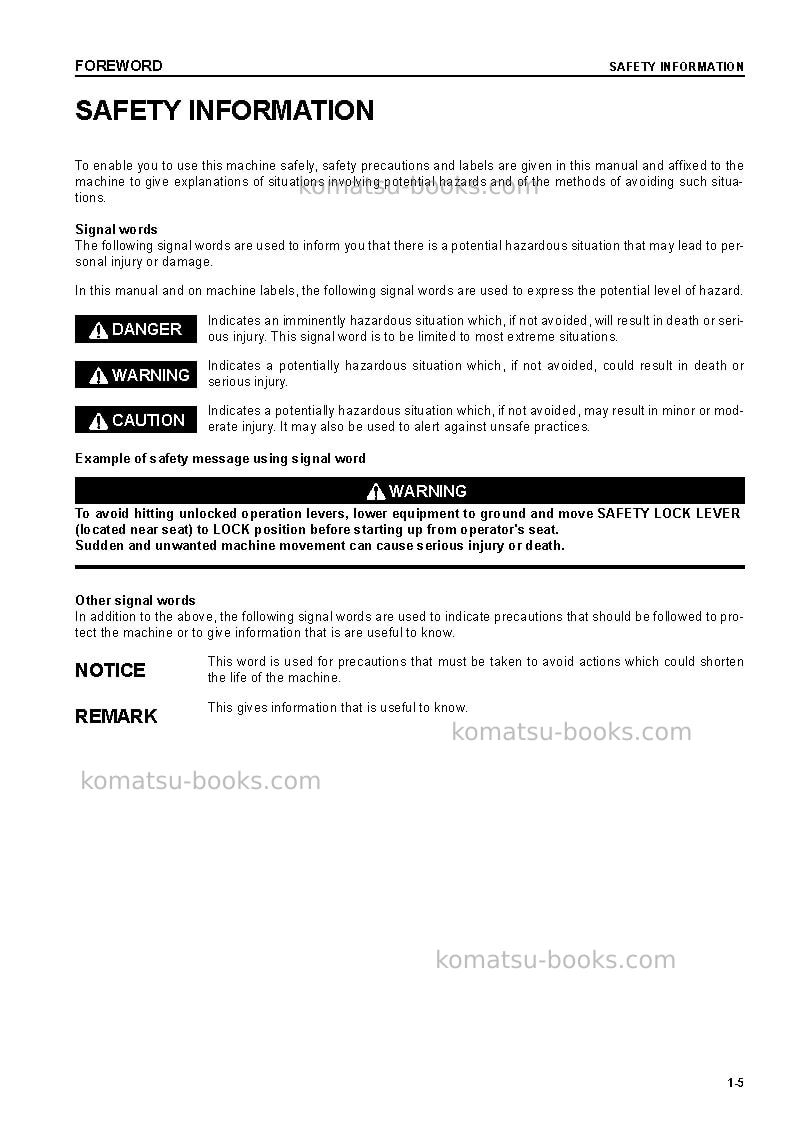 Komatsu pc15mrx-1jpn Operation manual cover Page 6