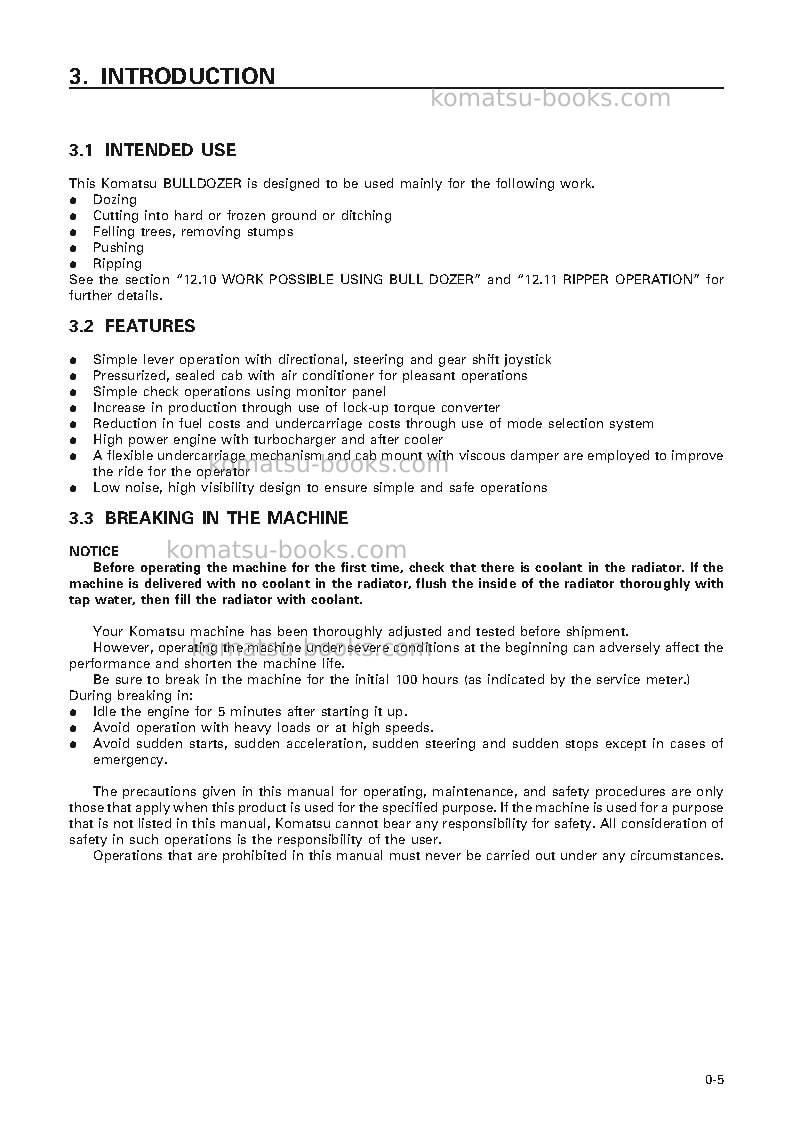 Komatsu d375a-3jpn--50c degree for canada Operation manual cover Page 6 Komatsu d375a-3jpn--50c degree for canada Operation manual cover Page 6