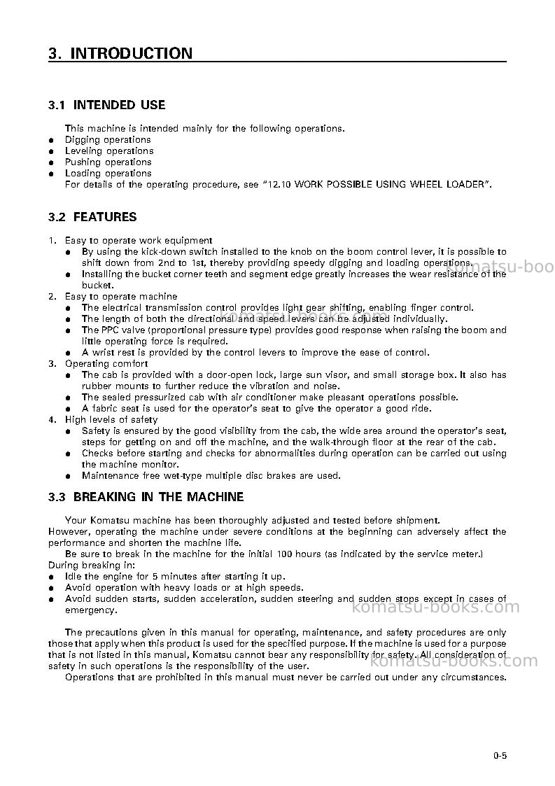 Komatsu wa600-3jpn-emission Operation manual cover Page 6 Komatsu wa600-3jpn-emission Operation manual cover Page 6