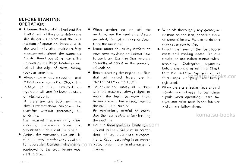 Komatsu hd465-3jpn Operation manual cover Page 6 Komatsu hd465-3jpn Operation manual cover Page 6