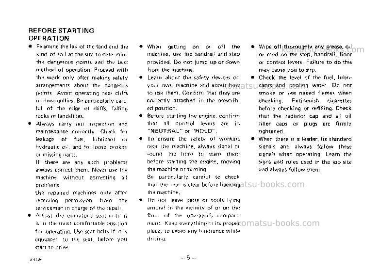 Komatsu hd465-3jpn Operation manual cover Page 6 Komatsu hd465-3jpn Operation manual cover Page 6
