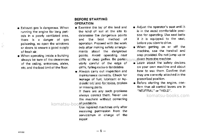 Komatsu hd785-2jpn Operation manual cover Page 6