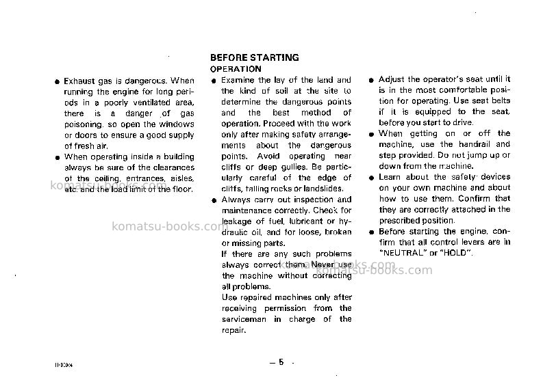 Komatsu hd785-2jpn--40c degree Operation manual cover Page 6