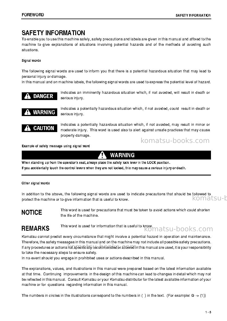 Komatsu saa6d170e-3jpn-for generator Operation manual cover Page 6 Komatsu saa6d170e-3jpn-for generator Operation manual cover Page 6