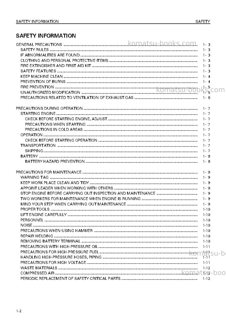 Komatsu sa6d140-h-1jpn Operation manual cover Page 6 Komatsu sa6d140-h-1jpn Operation manual cover Page 6