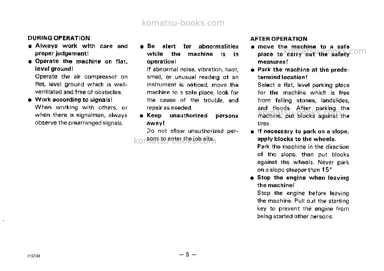 Komatsu ec50z-5jpn Operation manual cover Page 6 Komatsu ec50z-5jpn Operation manual cover Page 6