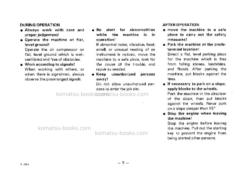 Komatsu ec75zs-3jpn Operation manual cover Page 6 Komatsu ec75zs-3jpn Operation manual cover Page 6
