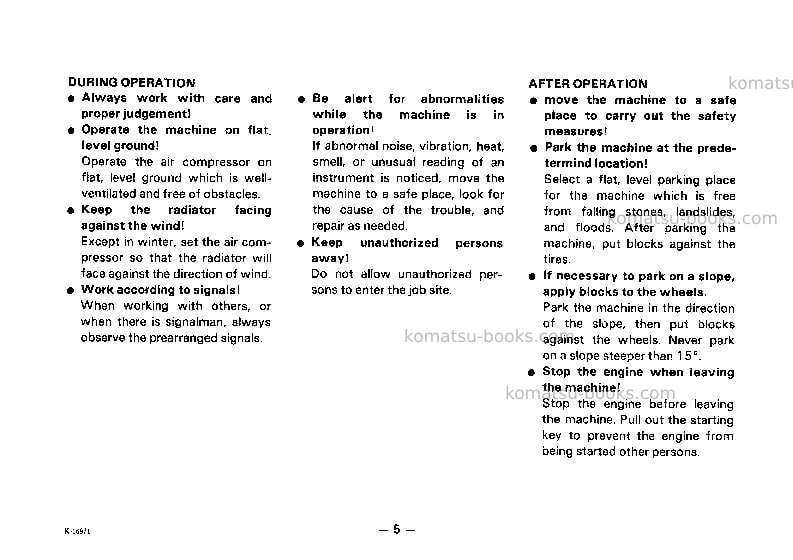 Komatsu ec35zsb-2jpn Operation manual cover Page 6 Komatsu ec35zsb-2jpn Operation manual cover Page 6