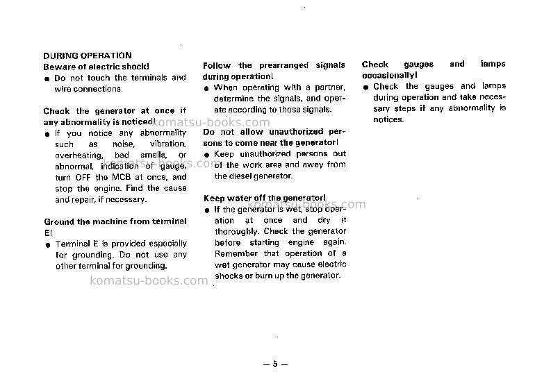 Komatsu eg200-3jpn Operation manual cover Page 6 Komatsu eg200-3jpn Operation manual cover Page 6