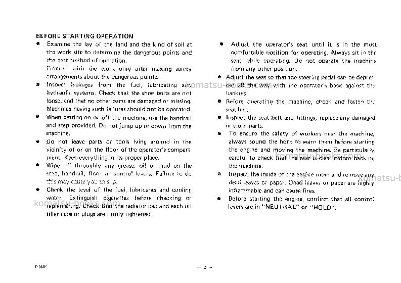 Komatsu d41s-3jpn Operation manual cover Page 6 Komatsu d41s-3jpn Operation manual cover Page 6