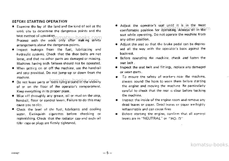 Komatsu d355a-3jpn-x Operation manual cover Page 6 Komatsu d355a-3jpn-x Operation manual cover Page 6