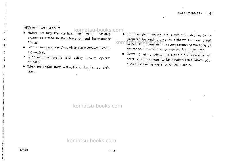 Komatsu gd405a-1jpn Operation manual cover Page 6 Komatsu gd405a-1jpn Operation manual cover Page 6