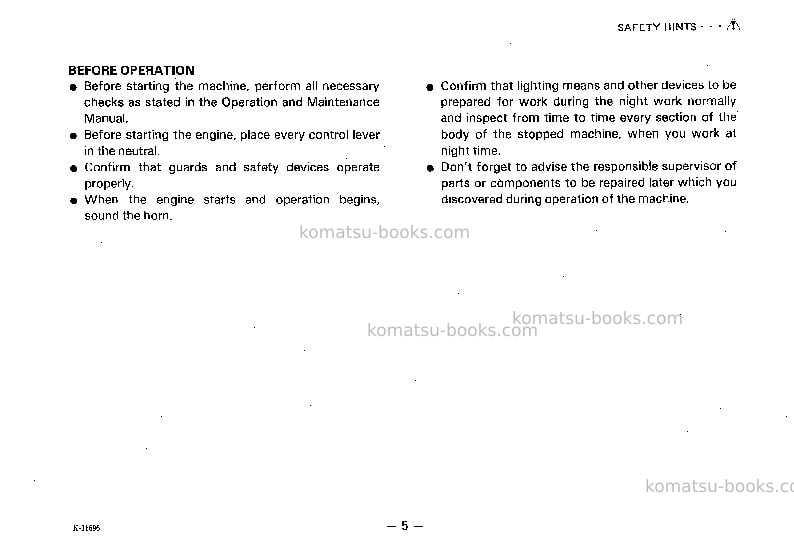 Komatsu gd200a-1jpn Operation manual cover Page 6 Komatsu gd200a-1jpn Operation manual cover Page 6