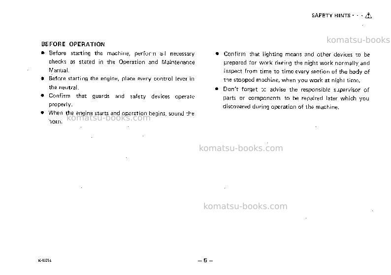 Komatsu gd500r-2jpn Operation manual cover Page 6