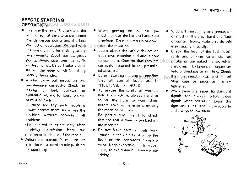 Komatsu hd320-3jpn Operation manual cover Page 6 Komatsu hd320-3jpn Operation manual cover Page 6