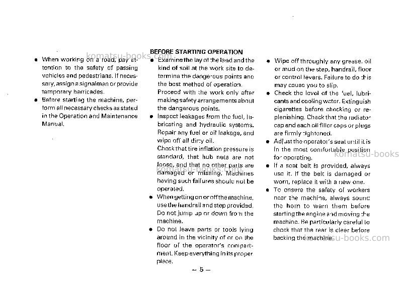 Komatsu gd461a-1jpn Operation manual cover Page 6 Komatsu gd461a-1jpn Operation manual cover Page 6