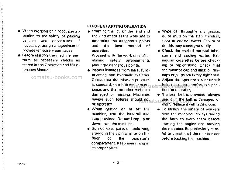 Komatsu gd525a-1jpn Operation manual cover Page 6 Komatsu gd525a-1jpn Operation manual cover Page 6