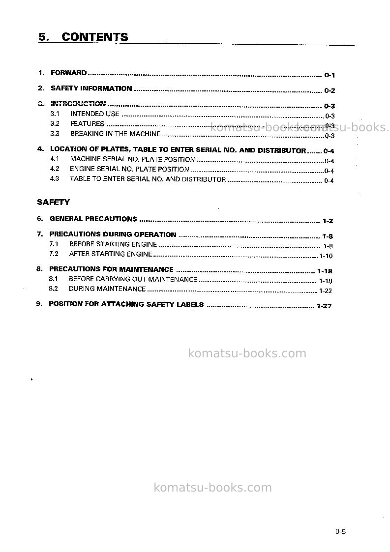 Komatsu d575ar-2jpn Operation manual cover Page 6 Komatsu d575ar-2jpn Operation manual cover Page 6