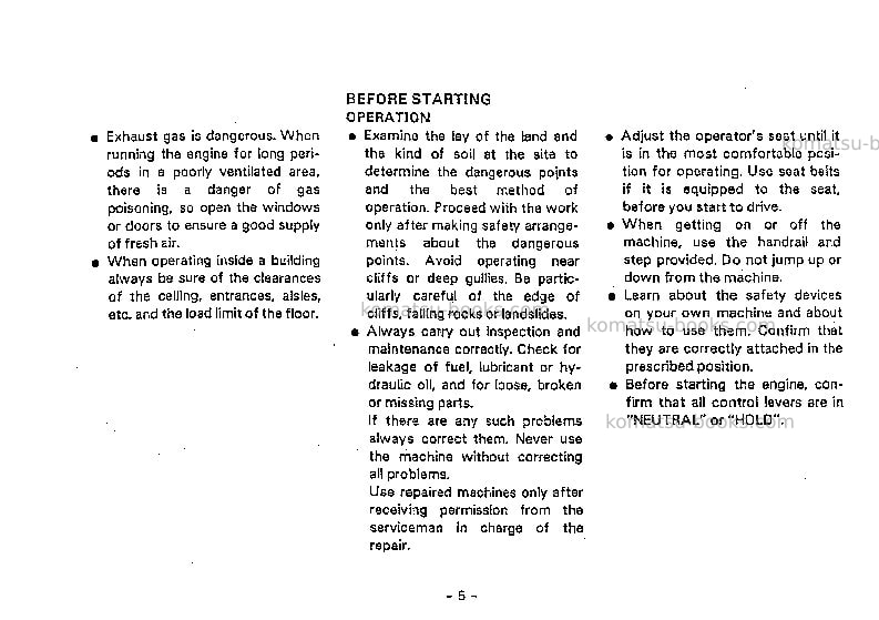 Komatsu hs600s-2jpn Operation manual cover Page 6 Komatsu hs600s-2jpn Operation manual cover Page 6