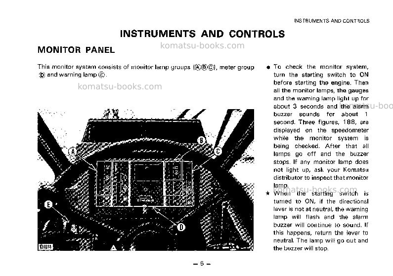Komatsu wa250-1jpn-p Operation manual cover Page 6