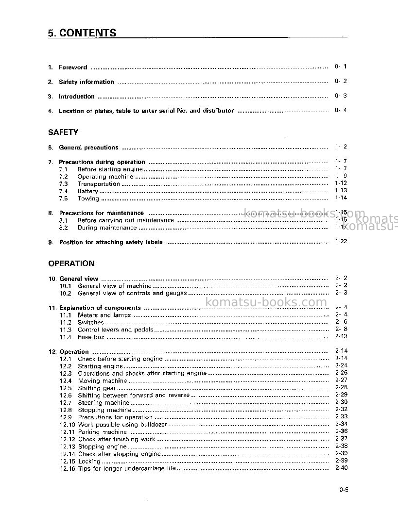 Komatsu d58e-1jpn Operation manual cover Page 6 Komatsu d58e-1jpn Operation manual cover Page 6