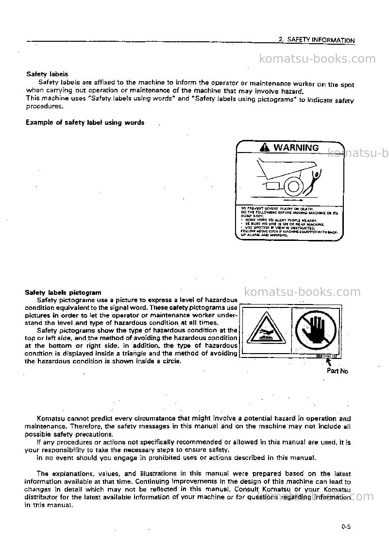 Komatsu hd465-5jpn-tm cntrl system Operation manual cover Page 6