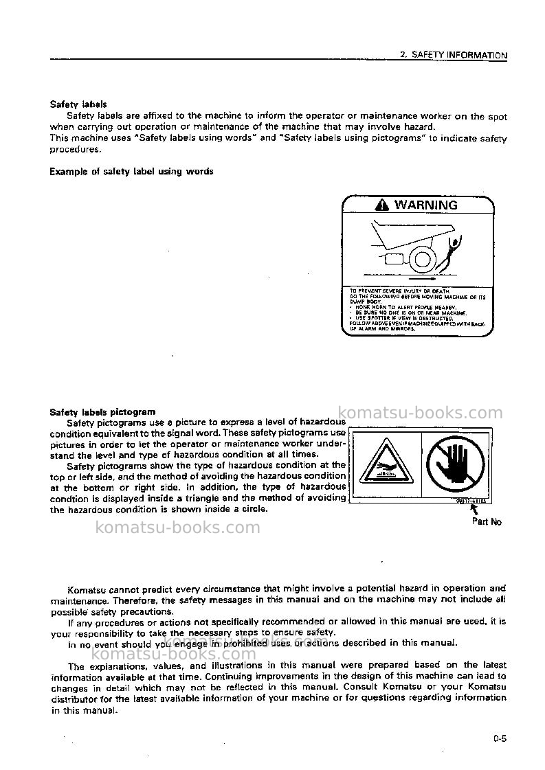 Komatsu hd785-5jpn-tm cntrl system Operation manual cover Page 6 Komatsu hd785-5jpn-tm cntrl system Operation manual cover Page 6