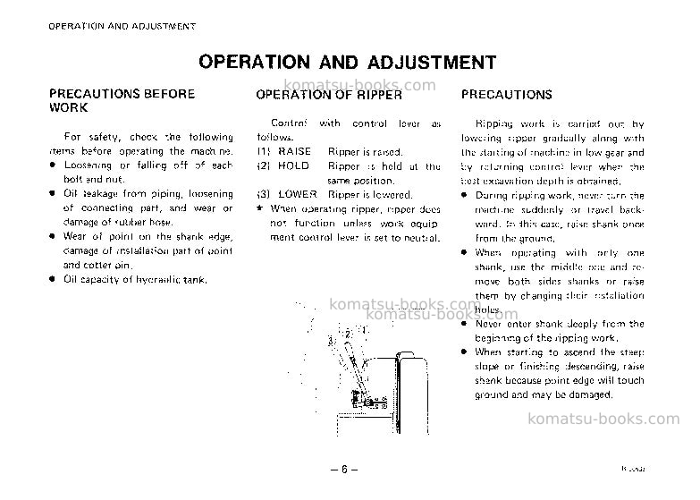 Komatsu drp075-1jpn-hydraulic ripper for d75s-5 Operation manual cover Page 6