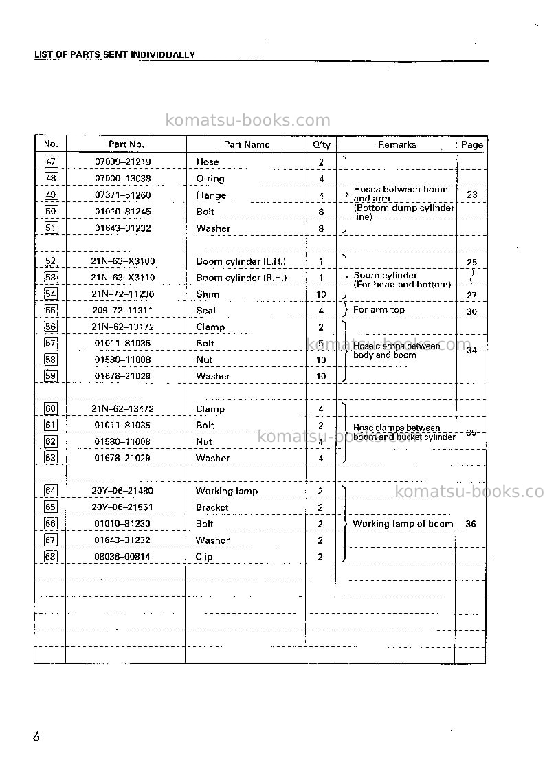 Komatsu pc1100sp-6jpn-loading shovel Field assembly manual cover Page 6 Komatsu pc1100sp-6jpn-loading shovel Field assembly manual cover Page 6