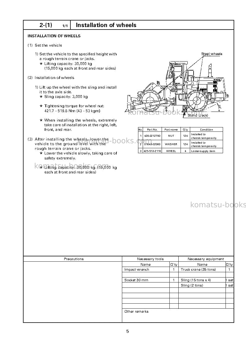 Komatsu wf550a-3jpn Field assembly manual cover Page 6 Komatsu wf550a-3jpn Field assembly manual cover Page 6