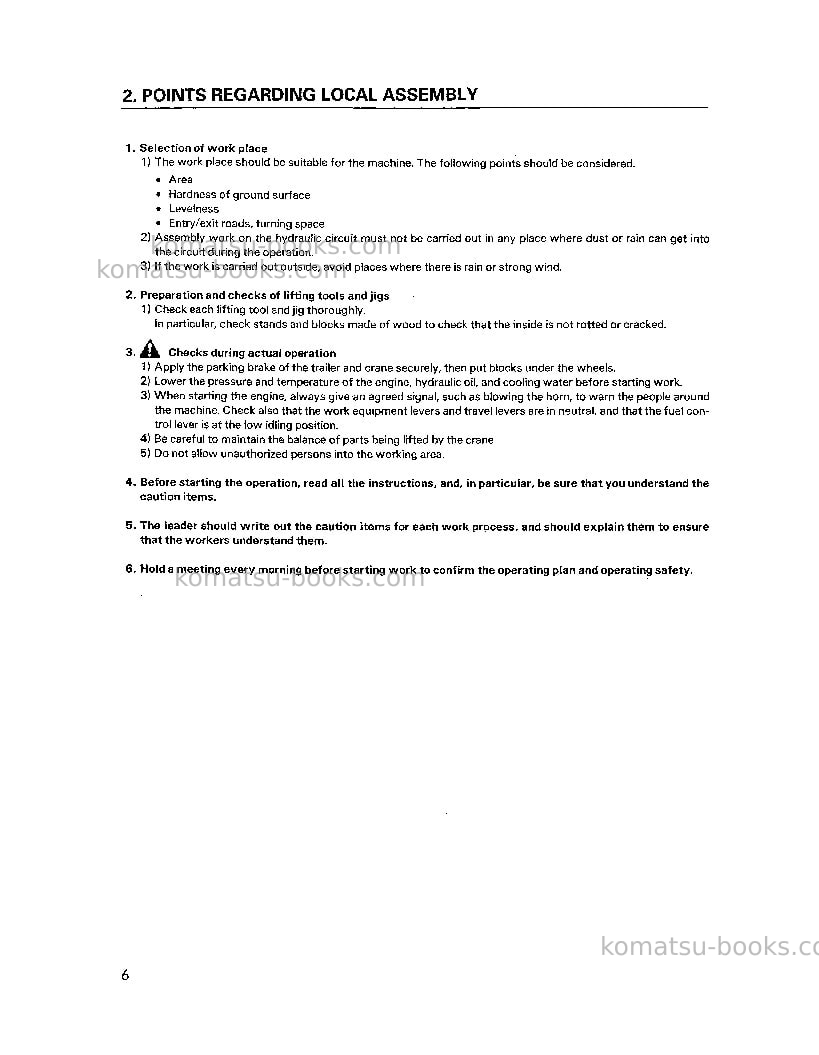 Komatsu pc1800-6jpn Field assembly manual cover Page 6 Komatsu pc1800-6jpn Field assembly manual cover Page 6