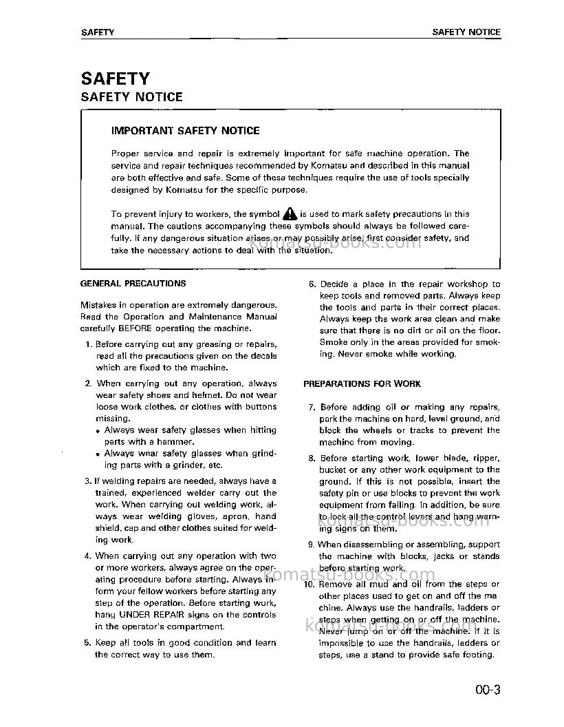 Komatsu d275a-2jpn Repair & maintenance cover Page 6
