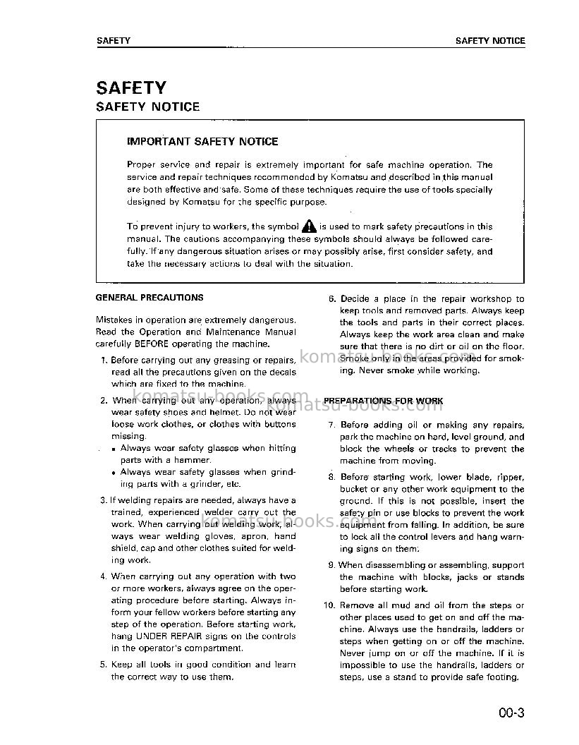Komatsu d75s-5jpn Repair & maintenance cover Page 6 Komatsu d75s-5jpn Repair & maintenance cover Page 6
