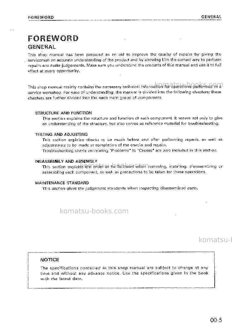 Komatsu d575a-2jpn Repair & maintenance cover Page 6 Komatsu d575a-2jpn Repair & maintenance cover Page 6