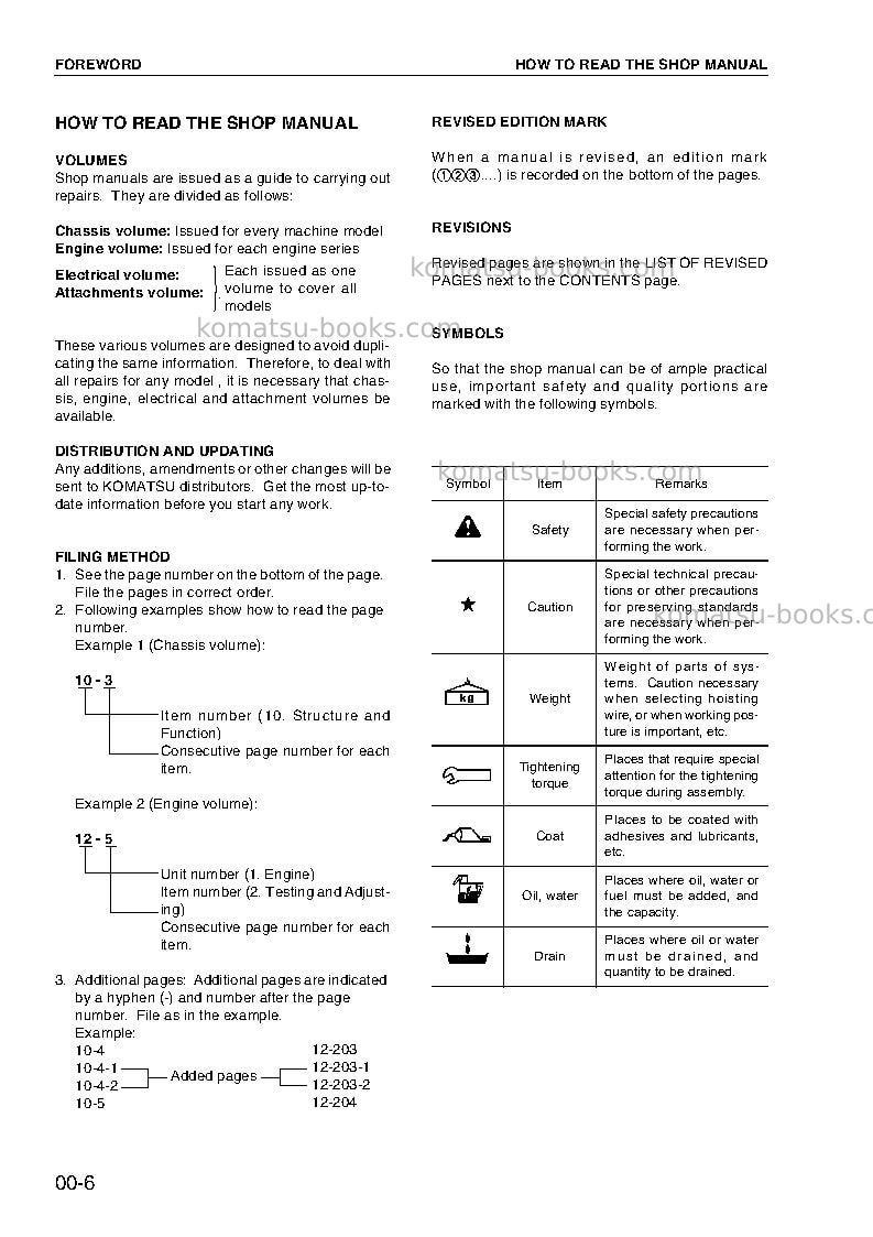 Komatsu mx502jpn Repair & maintenance cover Page 6